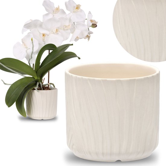 Cache-pot de fleurs écru, cache-pot en céramique 11,5x11,5x10 cm