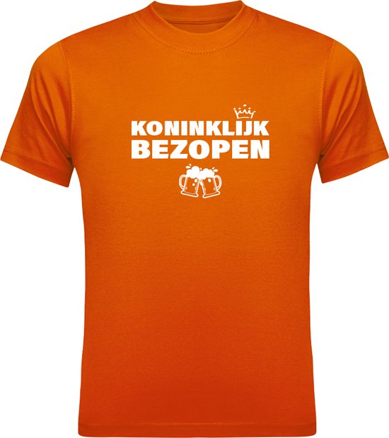 Koningsdag Kleding | Fotofabriek Koningsdag t-shirt heren | Oranje shirt | Maat S | Koninklijk Bezopen 2.0