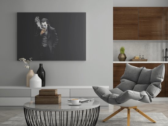 Canvas Schilderij - The Joker - Smoking - Wanddecoratie - 90x60 cm