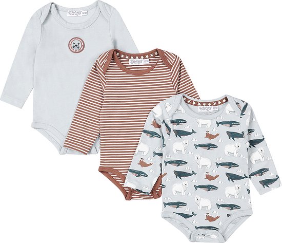 Dirkje Q- Boys arctic Jongens Rompertje 3 PACK - Maat 56