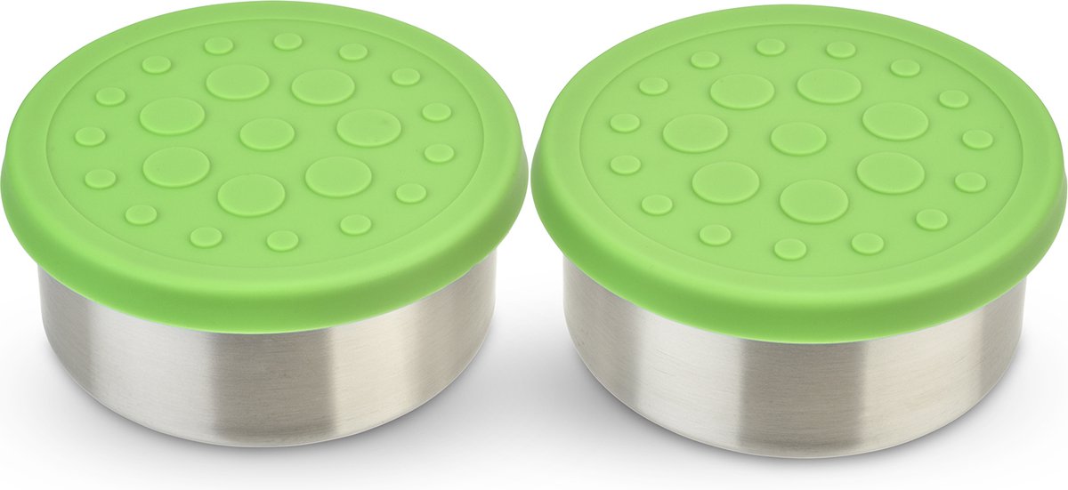 LunchBots - Dips 75ml - RVS Dip Containers met Siliconen Deksel (set van 2) - Groen
