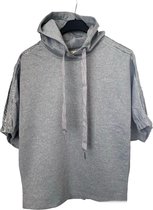 Dames hoodie met korte mouwen L grijs