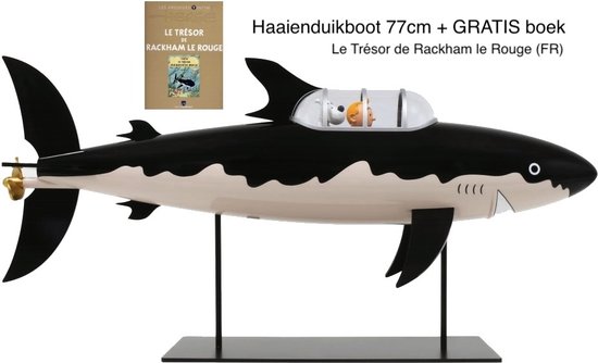 Kuifje Haaienduikboot 77cm + GRATIS boek (FR) - Tintin