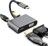 TOJ 4 in 1 USB C naar HDMI 4K - VGA - USB Type C Opladen (thunderbolt) - USB A Adapter - Hub