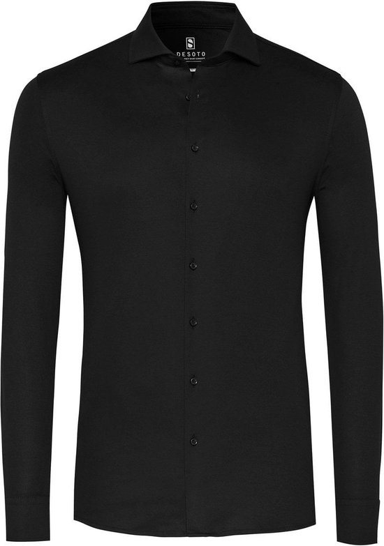 Desoto - Essential Overhemd Hai Jersey Zwart - Heren - Maat 46 - Slim-fit