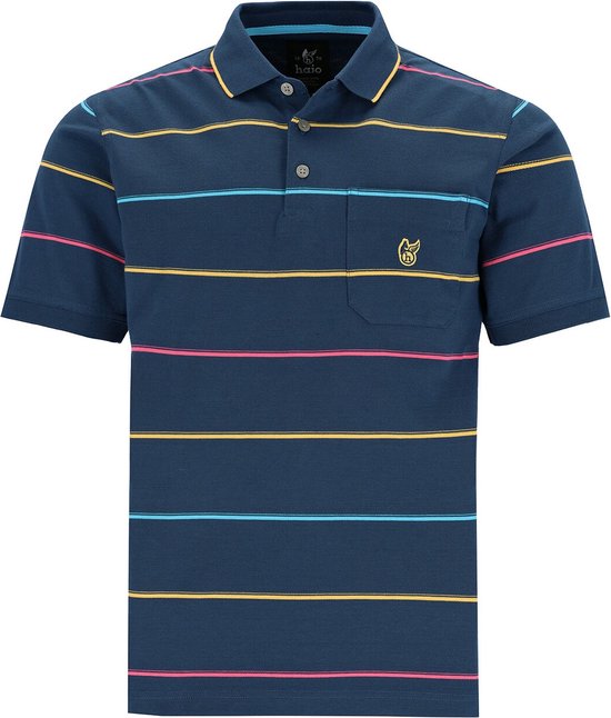 Hajo - Poloshirt Premium - heren- donkerblauw gestreept - maat 5XL