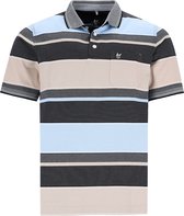 Hajo - Poloshirt Premium - heren- taupe gestreept - maat XL