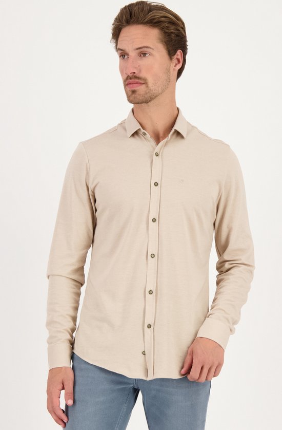 Gabbiano Overhemd Overhemd Melange Structuur 334566 411 Latte Brown Mannen Maat - 3XL