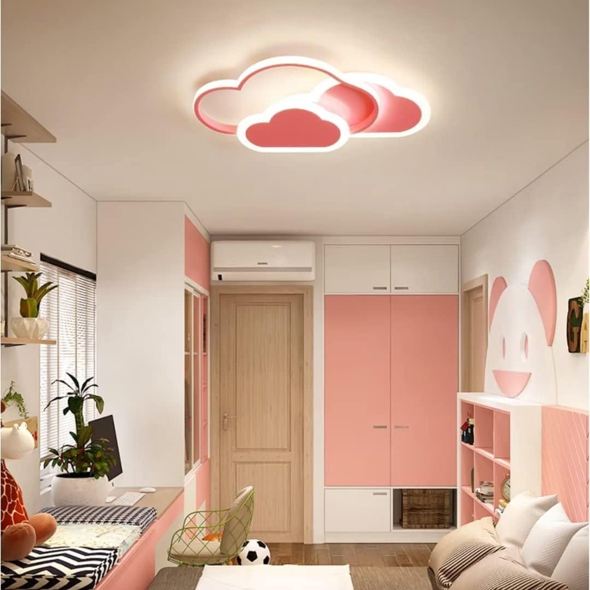 Plafondlamp - 45cm - Medium - 32W - LED - 3D Cloud - 3000K - Warm Wit licht - Roze