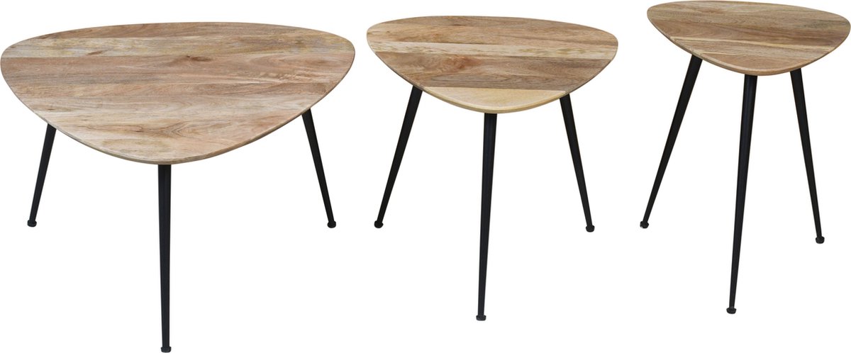 salontafel set 3 stuks-organische vorm-Mangohout-Industrieel-Koloniaal Teakhuis-Goedkoop