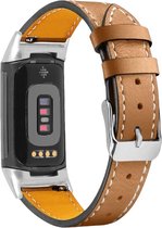 Leren banden compatibel met Fitbit Charge 6/Charge 5, vervangende lederen banden voor dames en heren, vervangende horlogeband, bruin