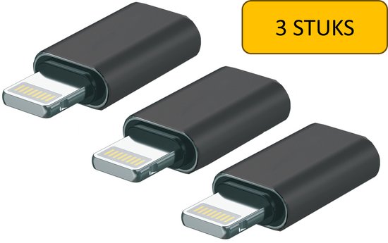 Lightning naar USB-C Adapter - Aluminium Design - Data overdracht - Geschikt voor Apple iPhone - Set van 3