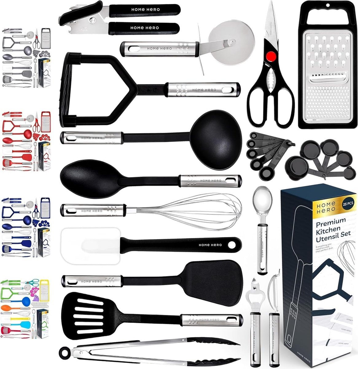 Keukengerei Set Anti-aanbak Kookgerei Set Roestvrijstalen Handvat Met Hittebestendige Spatel Lepel Klopper Tangen Dunschiller Rasp Schaar Flesopener