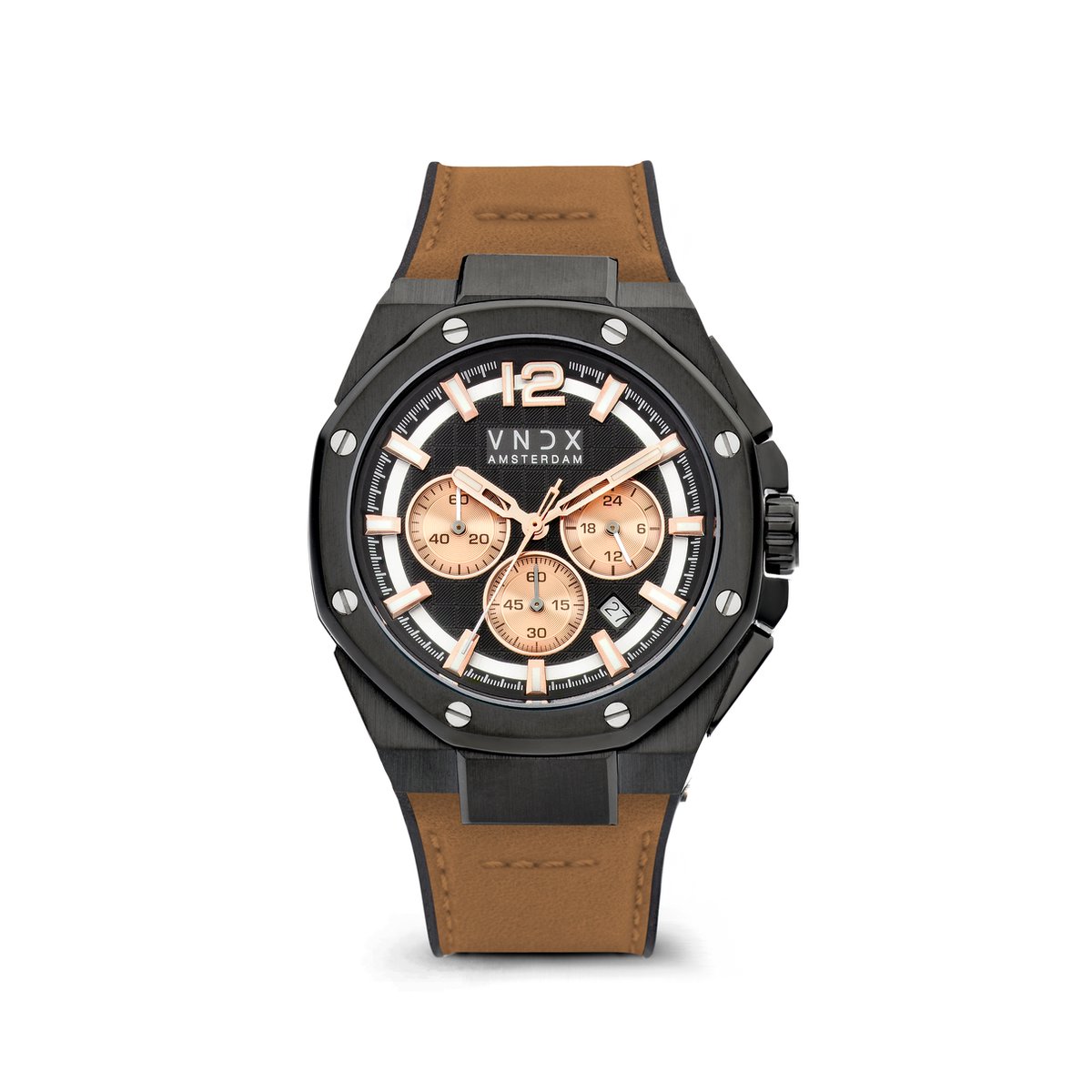 VNDX Amsterdam - Horloge voor mannen - Wise Man Silicon Bruin