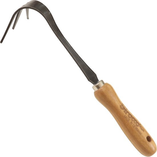 Sirocco, Cultivateur 3 dents forgé à la main, avec manche en bois de hêtre (14 cm)