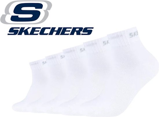 Skechers 5 PACK Quarter sneakersokken of enkelsokken 39/42 Wit Naadloos in gekamde katoen en zonder druk op de rekker met 100% garantie om niet af te zakken