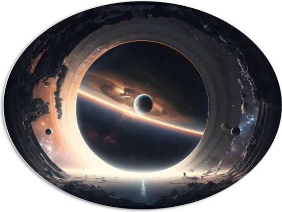 PVC Schuimplaat Ovaal - Planeet - Ruimte - Maan - Aarde - 96x72 cm Foto op Ovaal (Met Ophangsysteem)