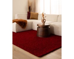 Hoogpolig vloerkleed shaggy Trend effen - rood 140x200 cm