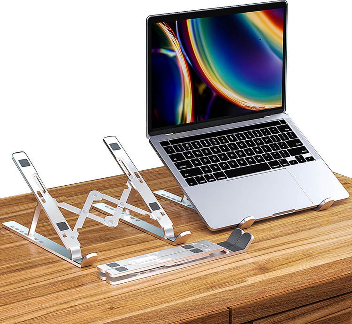 Laptop Houder - Standaard - Verstelbaar - Laptopstandaard - Laptop Verhoger - Opvouwbaar - Aluminium - Grijs