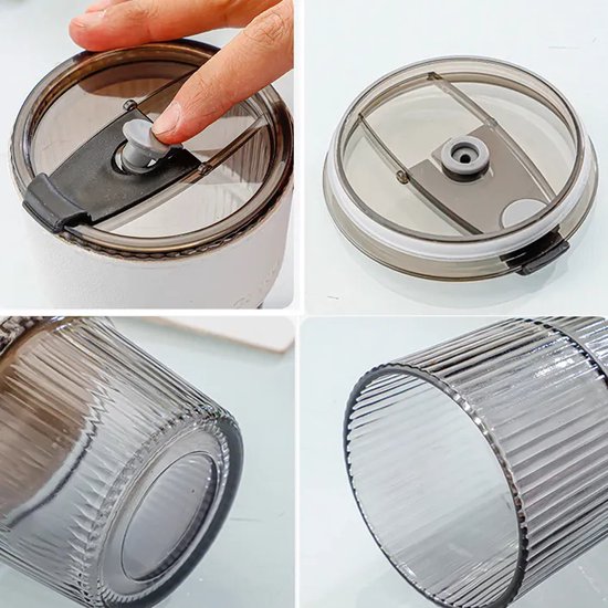Rliocvhe 2 stuks 600ml Geribbelde glazen bekers met deksel en rietje, drinkglas, ijskoffie glazen, smoothie beker, matcha glazen, lucht- en waterdicht ontwerp, glas voor koffie, sap, thee, cocktail Rliocvhe 2 stuks 600ml Geribbelde glazen bekers met deksel en rietje, drinkglas, ijskoffie glazen, smoothie beker, matcha glazen, lucht- en waterdicht ontwerp, glas voor koffie, sap, thee, cocktail