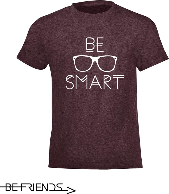 Be Friends T-Shirt - Be Smart - Kinderen - Bordeaux - Maat 6 jaar