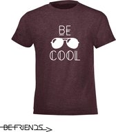 Be Friends T-Shirt - Be Cool - Kinderen - Bordeaux - Maat 12 jaar