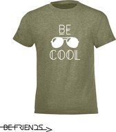 Be Friends T-Shirt - Be Cool - Kinderen - Kaki - Maat 10 jaar