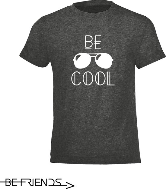 Be Friends T-Shirt - Be Cool - Kinderen - Grijs - Maat 6 jaar