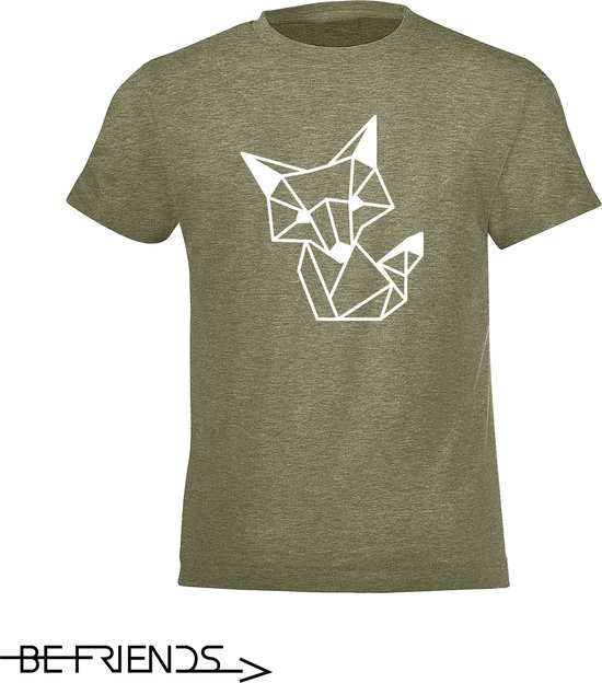 Be Friends T-Shirt - Fox - Kinderen - Kaki - Maat 4 jaar