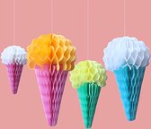 4 x decoratie ijsjes in diverse kleuren, verjaardagsfeestje - themafeestje - decoratie ijsjes
