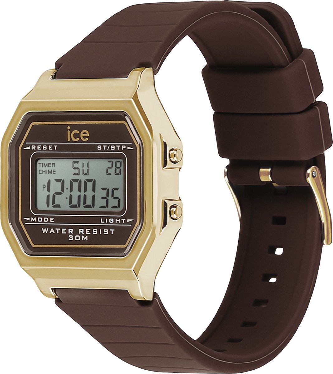 Ice Watch Ice Digit Retro - Brown Cappuccino 022065 Horloge - Siliconen - Bruin - Ø 34 mm