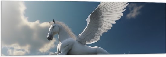 Acrylglas - Paard - Vliegen - Wit - Lucht - Wolken - 120x40 cm Foto op Acrylglas (Wanddecoratie op Acrylaat)