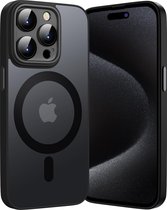 Casemania Hoesje Geschikt voor Apple iPhone 14 Pro Max - Zwart - Matte Armor Back Cover - Geschikt voor MagSafe