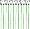 Set van 12 universele bagageriemen met haken, 46 cm lang, groen, extra sterk - riemen, elastische banden, expanders