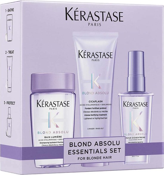 K?rastase Blond Absolu Discovery Set, With Illuminating Shampoo Nourishing Conditioner And Fortifying Heat Protection Serum With Hyaluronic Acid