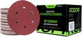 Rodopi® 100x Korrel 240 Schuurpapier 150mm - 6 gats Excentrisch Schuurmachine