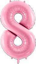 LUQ - Cijfer Ballonnen - Cijfer Ballon 8 Jaar Roze XL Groot - Helium Verjaardag Versiering Feestversiering Folieballon