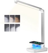 Aigostar Mona Bureaulamp led dimbaar - Qi draadloos opladen - Tafellamp - Wit