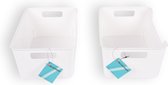 Praktische Opbergboxen voor Thuisgebruik - Set van 2 Witte Plastic Opbergboxen (17.5x27x11 cm)| 1 Liter Capaciteit met Handgreepen