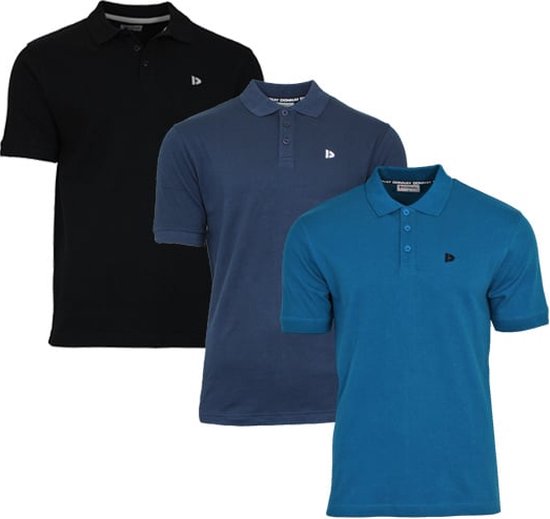 3-Pack Donnay - Polo (Noah) - Sportpolo - Heren - Black/Navy/Petrol (551) - maat 3XL