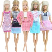 Poppenkleertjes - Geschikt voor Barbie - Set van 5 outfits - Kleding voor modepoppen - Jurk, rok, topje, blazer - Cadeauverpakking