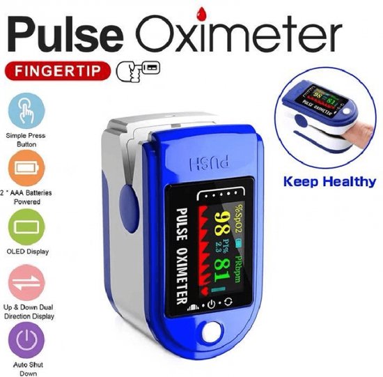 Saturatiemeter - Oximeter - Zuurstofsaturatiemeter - Bloedzuurstofmeter - Digitaal - Draagbaar - LED - Gezondheidsmonitoring - Sport