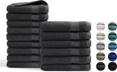 Handdoeken 15 delig set (9 stuks 50x100 + 6 stuks 70x140) - Hotel Collectie - 100% katoen - antraciet