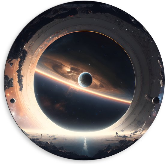 Dibond Muurcirkel - Planeet - Ruimte - Maan - Aarde - 80x80 cm Foto op Aluminium Muurcirkel (met ophangsysteem)