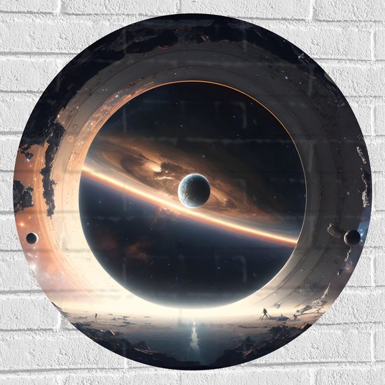 Muursticker Cirkel - Planeet - Ruimte - Maan - Aarde - 70x70 cm Foto op Muursticker