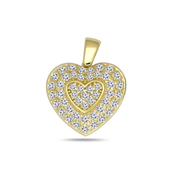 Juwelier Zwartevalk 14 karaat gouden hart hanger met zirkonia - 14.297