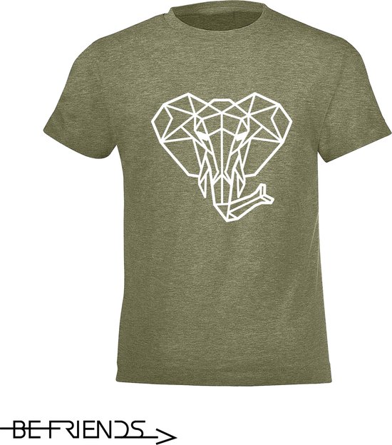 Be Friends T-Shirt - Olifant - Vrouwen - Kaki - Maat XL