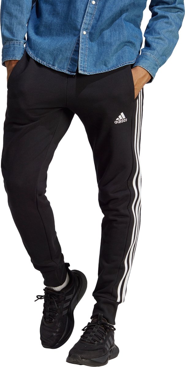 adidas Sportswear Essentials French Terry Tapered Cuff 3 Stripes Broek Heren Grijs L bol