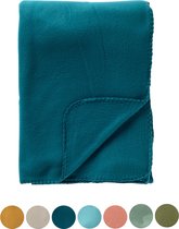 DEX - Plaid 130x160 cm - fleece deken - zacht en dun - Deep Lake - blauw