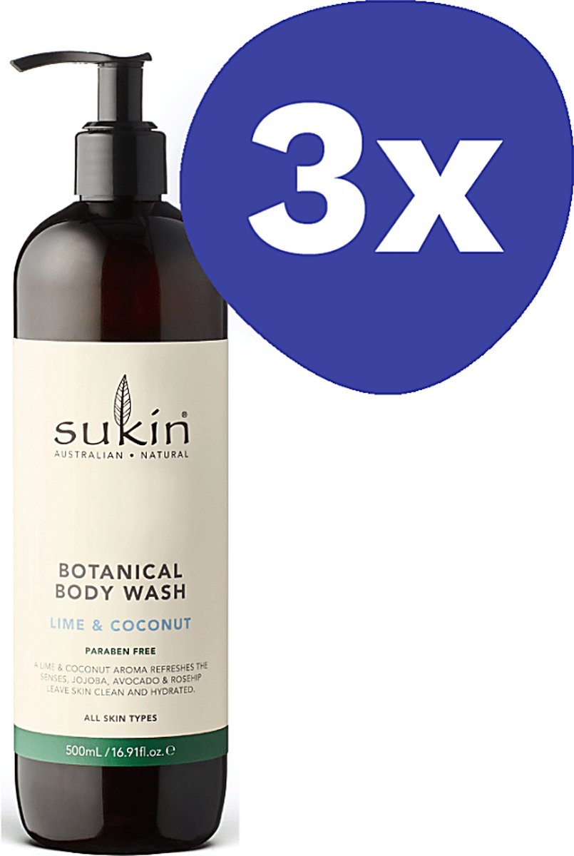 Goedkoopste Sukin Botanical Body Wash Lime and Coconut (3x 500ml